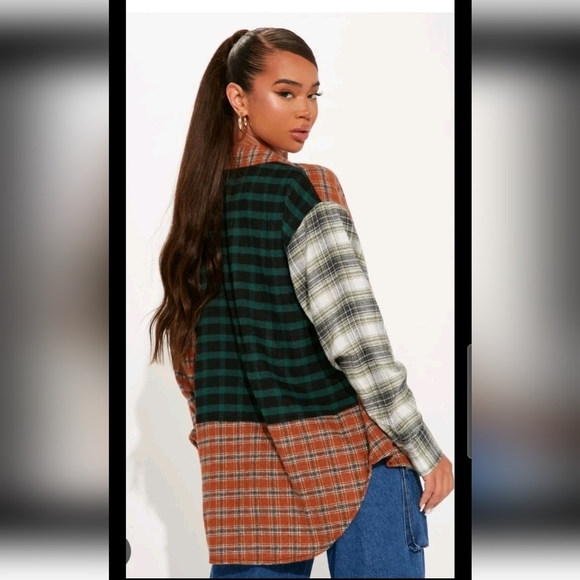 Just Polly Womens Flannel Mixed Plaid Button Down Long Colorful Sleeve Blouse S - Picture 1 of 9